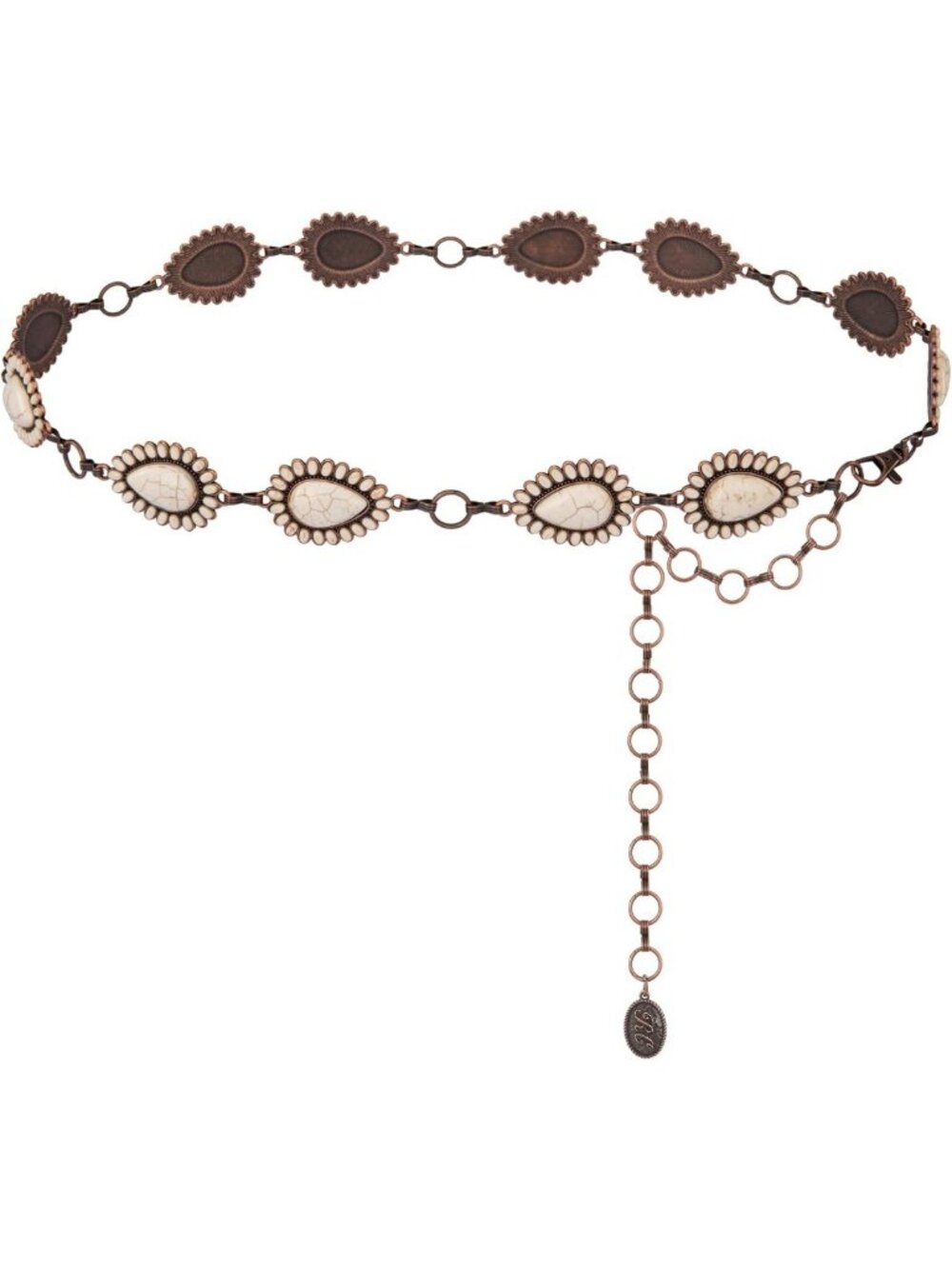 Turquoise Western Concho Chain Belt for Women - Rustic Boho Style Accessory
